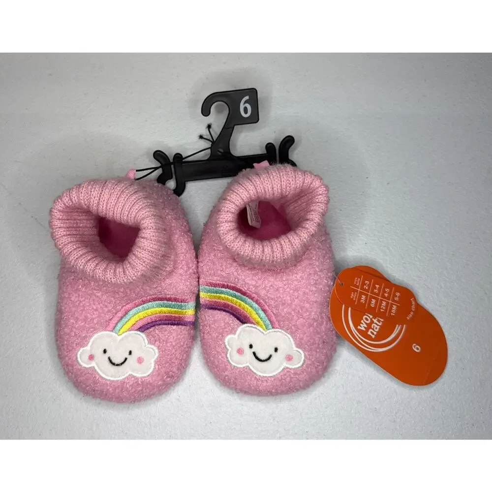 Wonder Nation Baby Girl Rainbow Slippers Pink, Size 6
